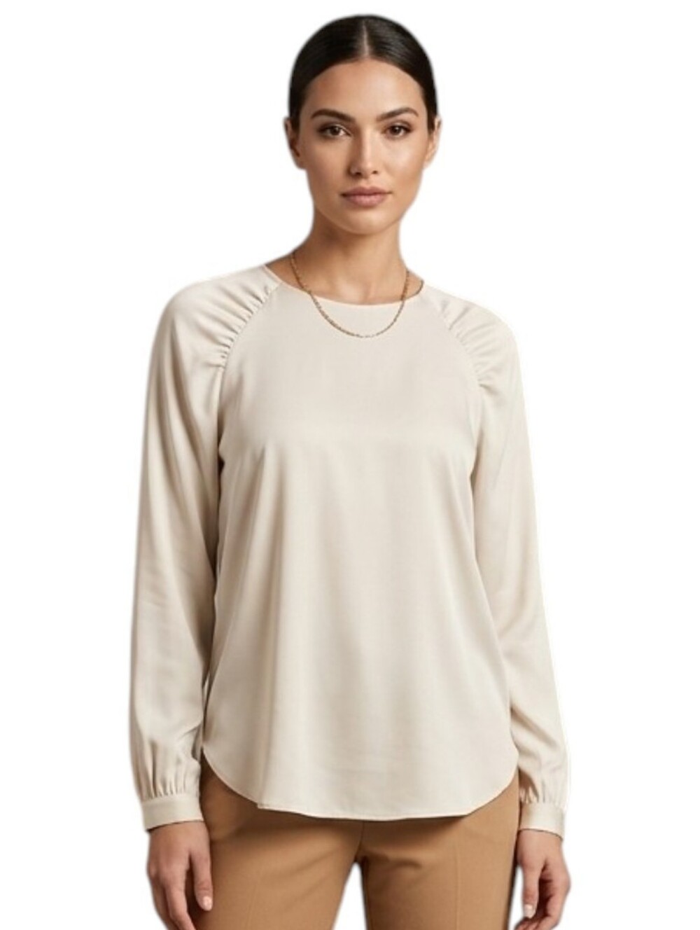 ANN TAYLOR Blouse Ivory Large Petite LP